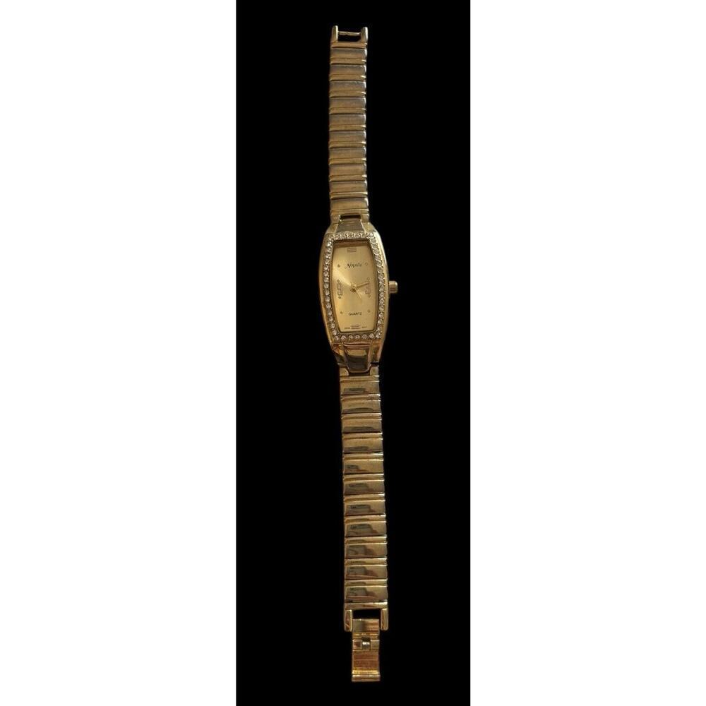 Novelle Quartz Japan Movement Watch Analog Gold Tone Rhinestone Band Working - Picture 8 of 8
